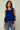 Female wearing a Blue Solid Color   Western Style Round Neckline Cotton Slub Tunic