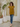 Female wearing a Yellow Solid Color   Fusion Style Round Neckline Cotton Slub Tunic