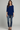 Female wearing a Blue Solid Color   Western Style Slashed Neckline Cotton Slub Tunic