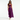 Female wearing a Purple Solid Color   Western Style V-Neck Neckline Cotton Slub Top