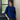 Female wearing a Blue Solid Color Western Round Neckline Mandarin Collar Shirt
