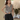 Female wearing a Grey & White Sanganeri Block Patchwork Print Western V-Neck Neckline No Collar Top