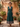 Forest Green Patterned Collar and Hem Midi Dress