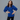 Female wearing a Blue Solid Color Fusion V-Neck Neckline Mandarin Collar Tunic