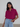 Female wearing a Pink Solid Color Fusion V-Neck Neckline Chelsea Collar Top