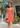 Female wearing a Orange White Daisy Flower Print A-Line Square Neckline No Collar Dress