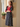 Female wearing a Black With White Flower Mughal Butti Print A-Line V-Neck Neckline No Collar Dress