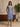Blue Textured Kurta Set with Gold Print Pants