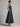Navy Embroidered Shell Blouse and Flared Maxi Skirt Set