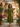 Olive Green Empire Line Midi Dress with Striped Yoke