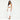 Female wearing a Off White Solid Color   Western Style Square Neckline Cotton Slub Top