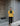 Female wearing a Yellow Solid Color   Fusion Style Notched Neckline Cotton Slub Tunic