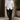 White Band-Collar Linen Shirt & Black Straight Trousers Co-ord Set