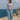 Female wearing a Light Blue Solid Color Western Sweetheart Neckline Top