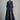 Indigo Denim Belted Maxi Dress with Sheer Balloon Sleeves