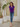 Female wearing a Purple Solid Color   Fusion Style V-Neck Neckline Cotton Slub Tunic
