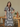 Female wearing a Black & White Abstract Print A-Line Slashed Neckline Banded Or Stand Collar Dress