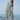 Female wearing a Green & White Abstract Print Flared V-Neck Neckline Banded Or Stand Collar Dress