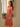 Female wearing a Orange White Daisy Flower Print A-Line V-Neck Neckline Regular Collar Dress