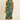 Female wearing a Emerald Green Sanganeri Pink Floral Butta Print Bodycan Dress