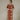 Female wearing a Orange Lotus Print Panel V-Neck Neckline No Collar Dress
