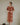 Female wearing a Orange Lotus Print Panel V-Neck Neckline No Collar Dress